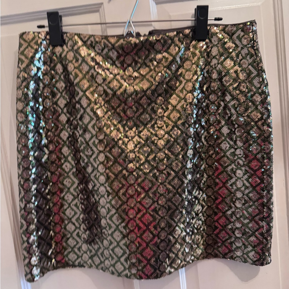 Banana Republic Gold and Green Sequin Pencil Skirt